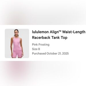 Lululemon Align waist length racer back